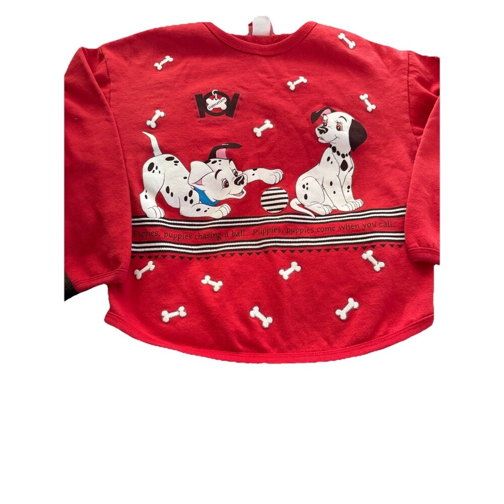 Rare Vintage 90s Disney 101 Dalmatians Youth Red Crewneck sweatshirt SZ M 10/12
